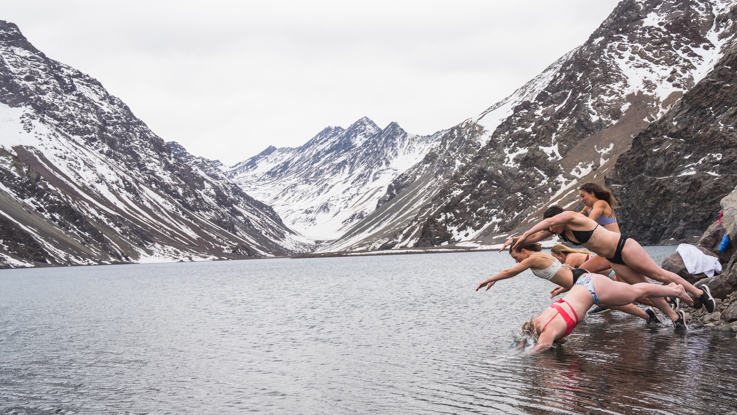 Women Dive in the Frigid Inca Lake in Portillo