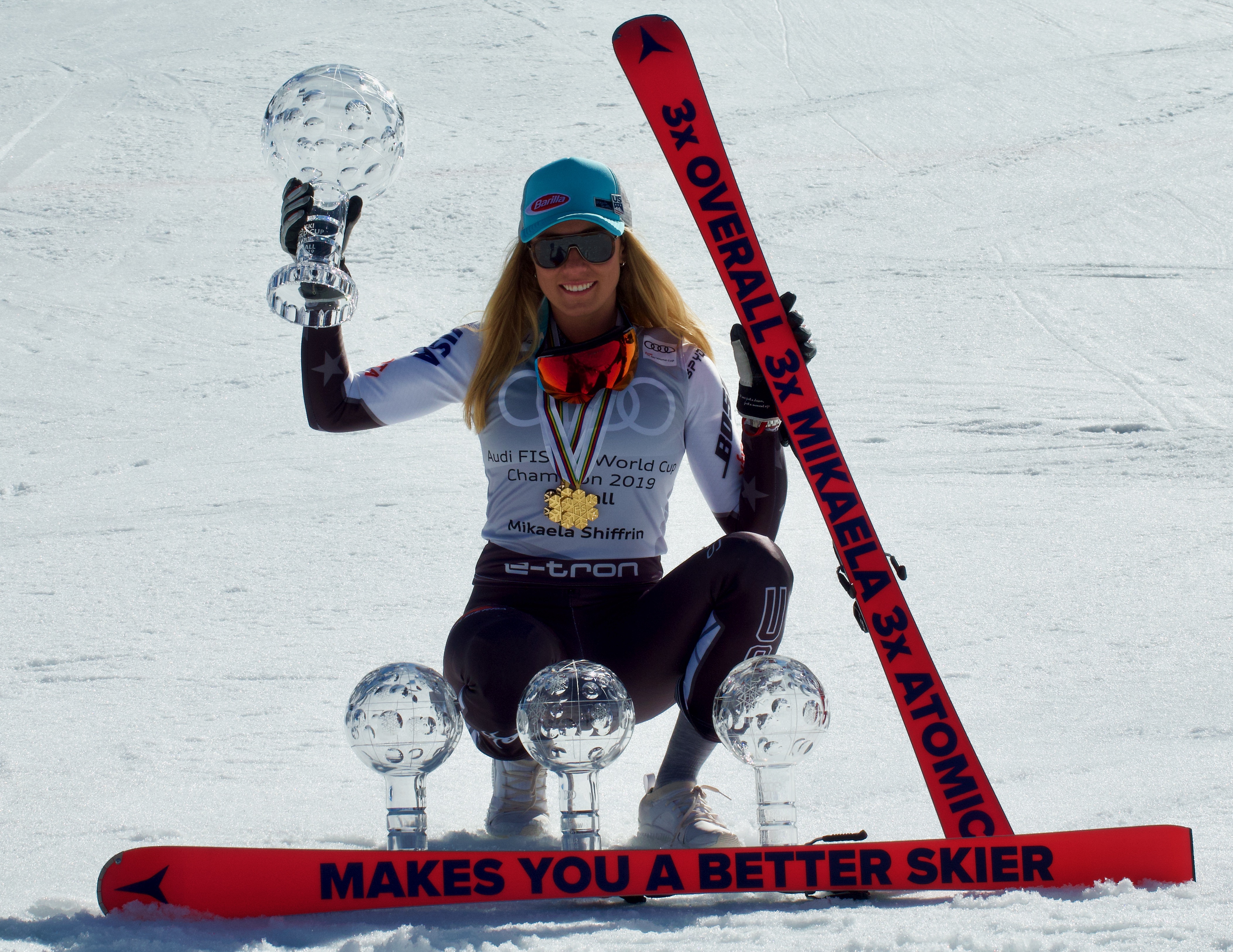 Mikaela Shiffrin celebrates her historic season