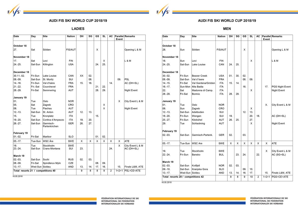 World Cup calendar