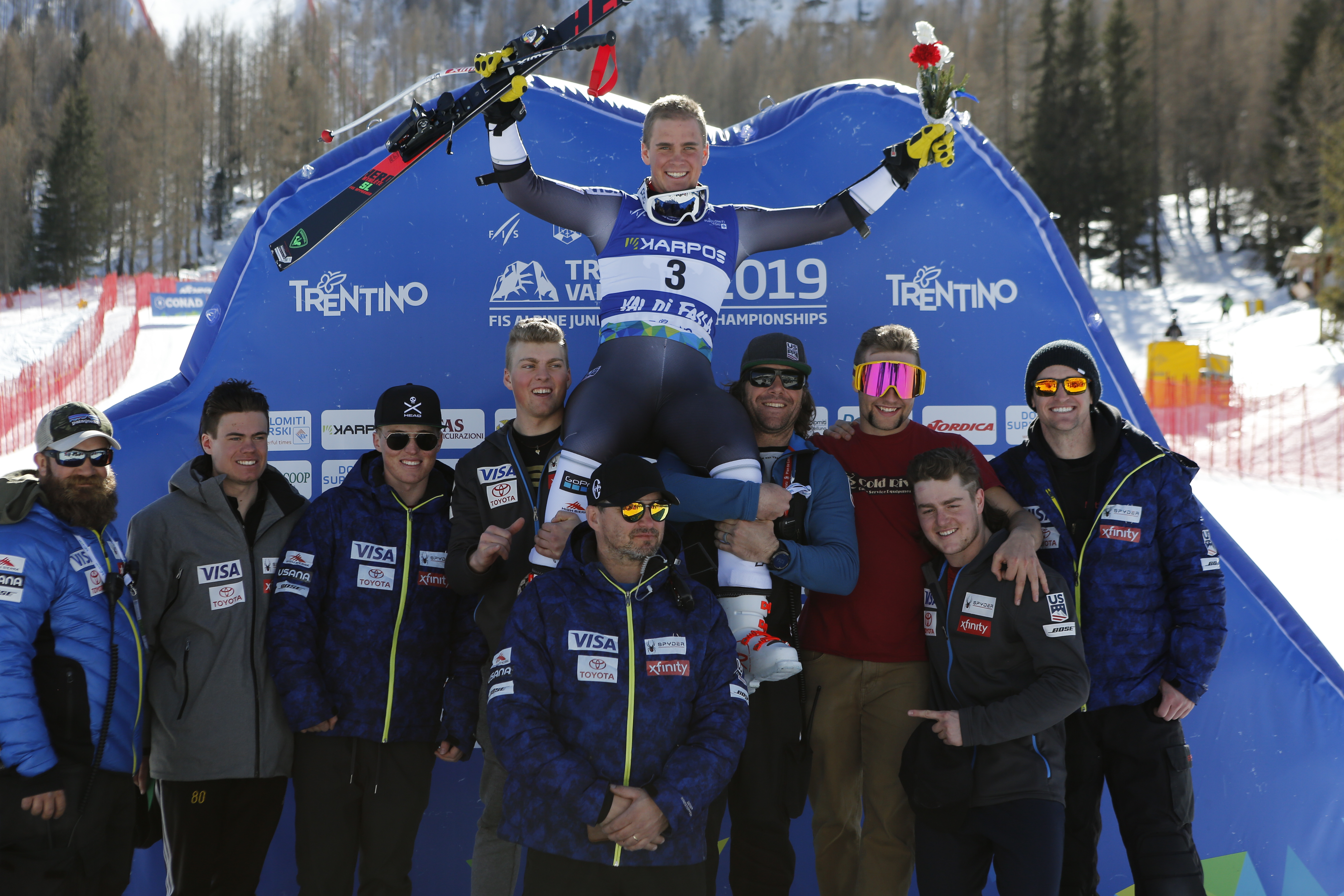 River Radamus double gold at Val di Fassa, Italy Junior World Championships.