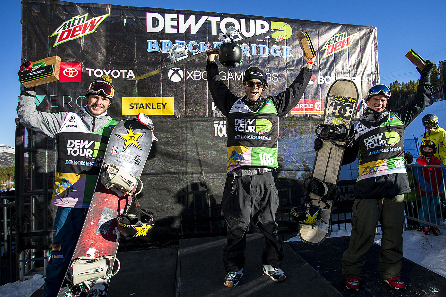 men's slopestyle snowboard podium
