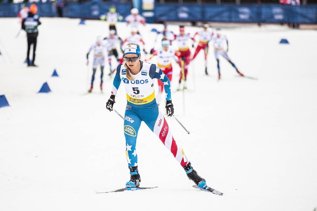 Jessie Diggins finished 14th Sunday in Falun, Sweden. (www.nordicfocus.com. © Modica/NordicFocus)